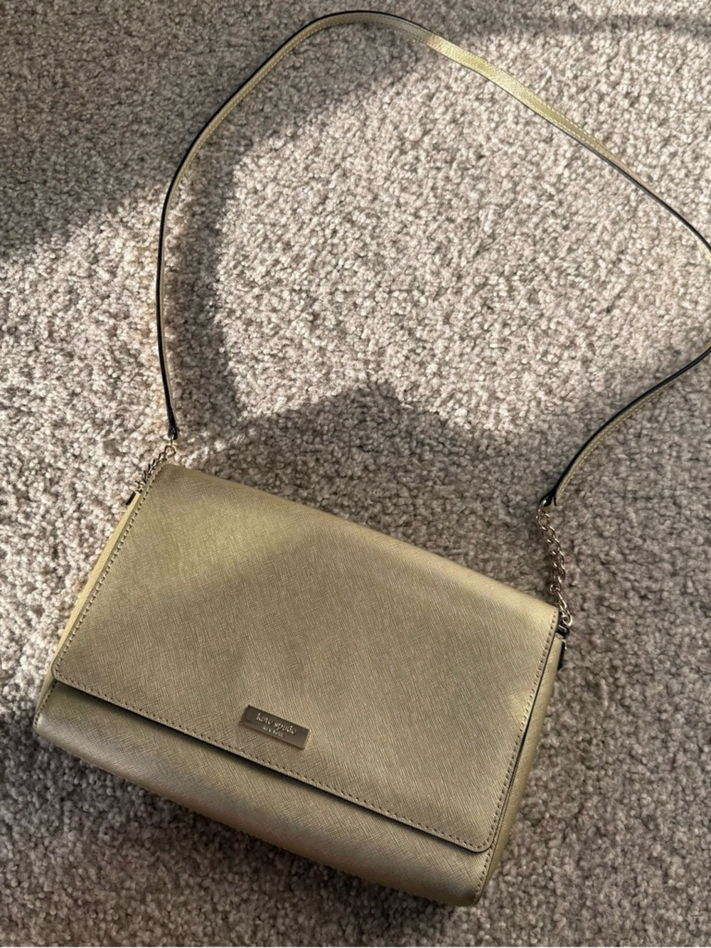 kate spade Metallic Gold Crossbody Bag with Chain Strap
